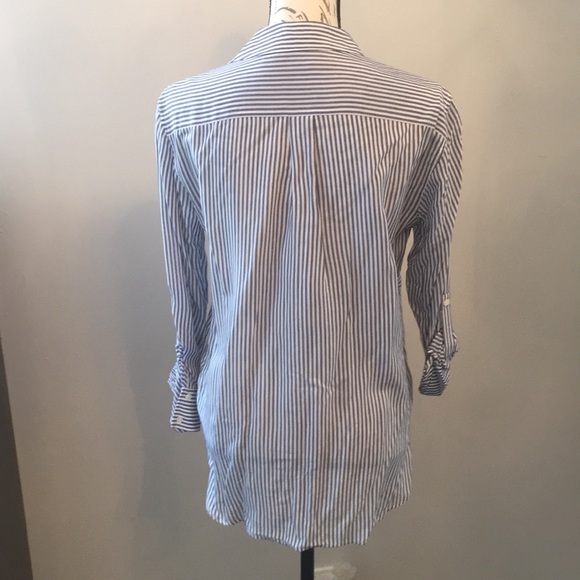 EUC Zara Blue/white striped blouse - Picture 2 of 4